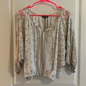 Express Sheer Cream with Beige Hearts (Women’s XS)